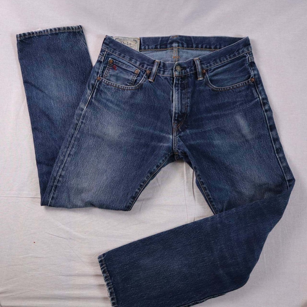 Polo Ralph Lauren Men Jeans Classic Blue Distressed Denim Straight Fit 30x30